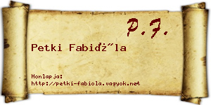 Petki Fabióla névjegykártya